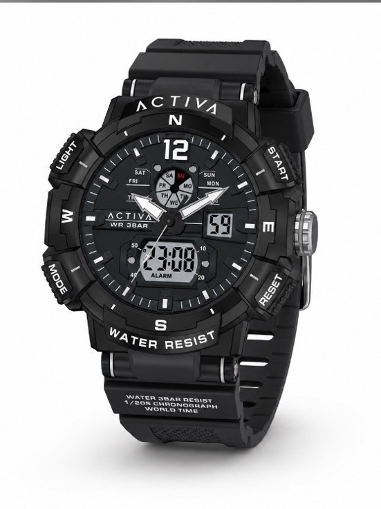 Activa X Invicta ACW8045-003 Digital Essentials Men’s 53mm Black Sport Watch NEW