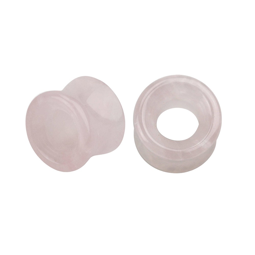 2G to 13/16″ Rose Quartz Stone Double Flare Ear Tunnels Gauges Sold as a Pair