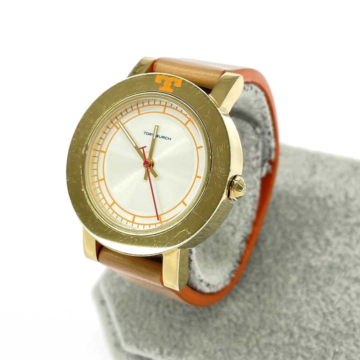 TORY BURCH Bracelet Watch Quartz SS Leather TBW6000 Ellsworth Gold Color Beige L