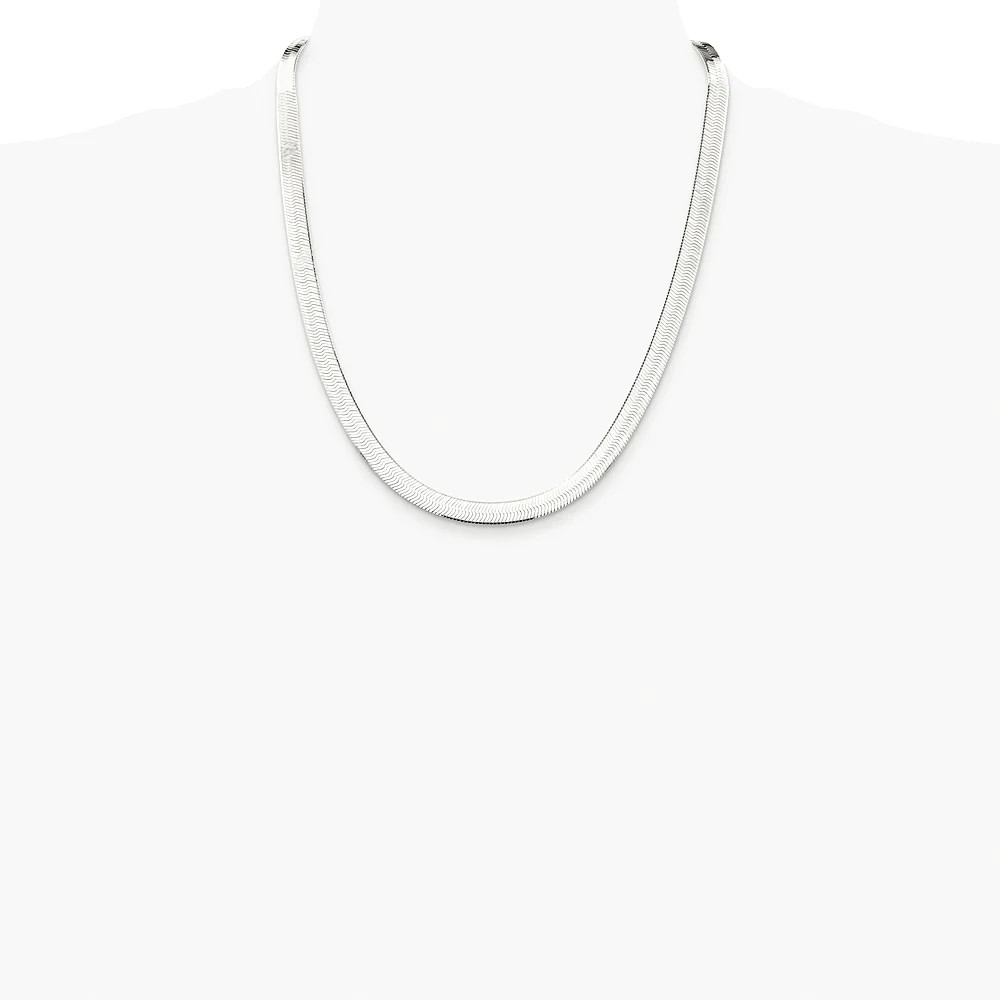 Sterling Silver Rhodium-Plated 7.3mm Magic Herringbone Chain Necklace 16″-24″