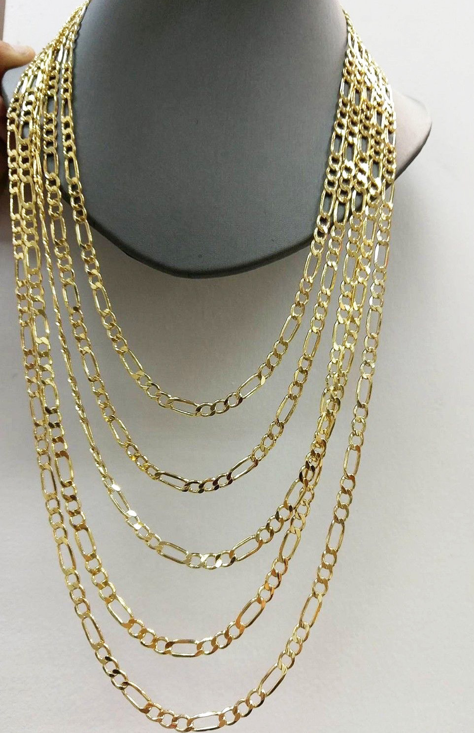 Real 10k Yellow Gold Figaro Chain Necklace 4mm 16″ 18″ 20″ 22″ 24″ 26″ 28″ Link