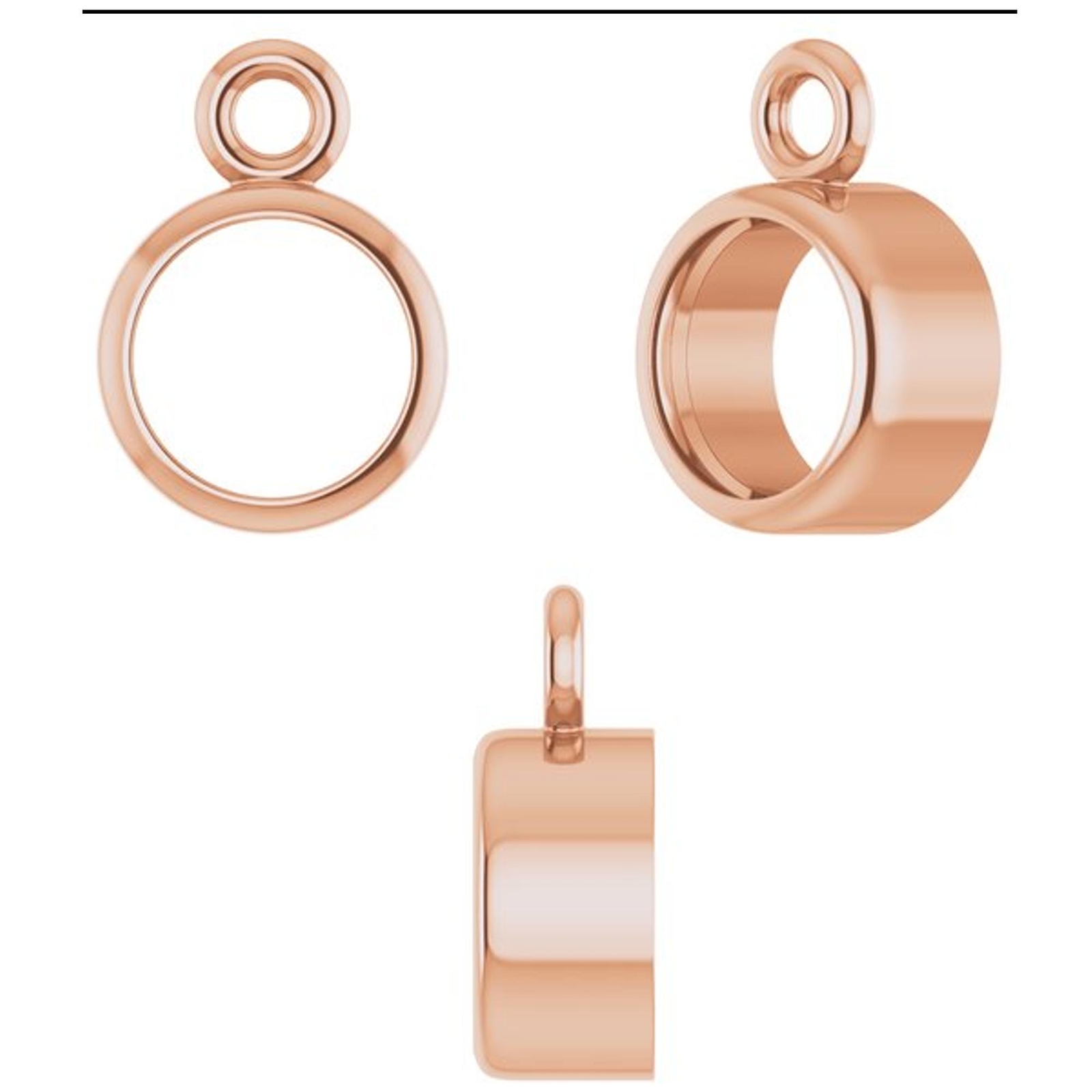 Gold –Platinum Unset Round Stone Bezel Set Dangle Setting Mount Link Drop Charm