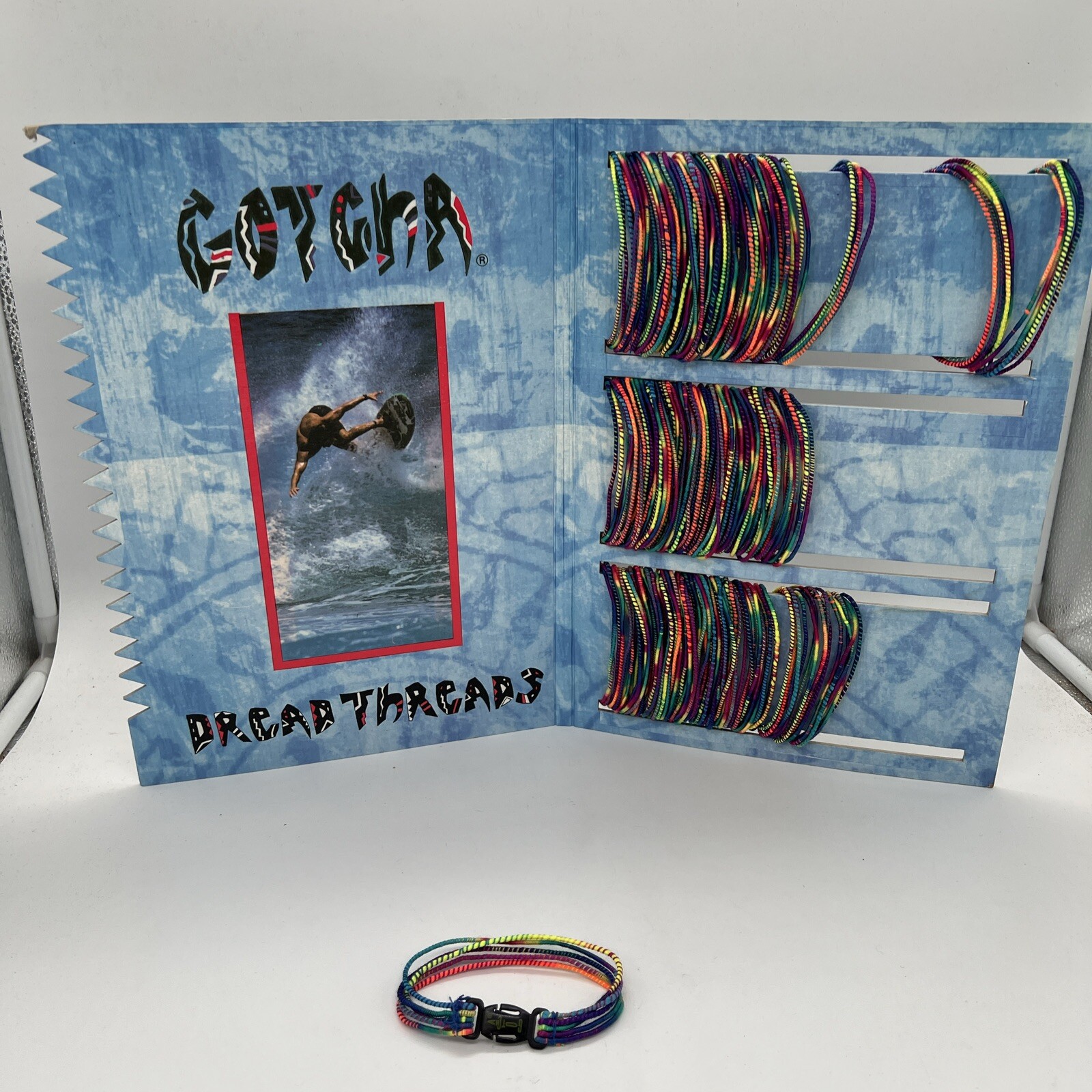 Vintage Gotcha Bracelet Adult Unisex Single 80s 90s Surf Skate Rainbow Rope Wrap