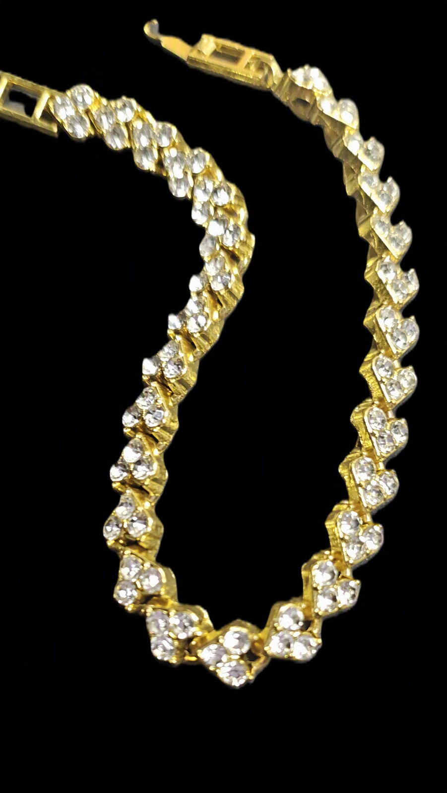 Iced Out Heart Shape CZ Tennis Chain Gold Plated Necklace Hip Hop Jewelry
