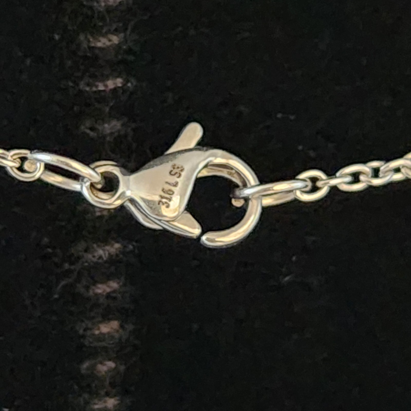 Silver Tone Chain Stainless Steel Necklace 316L- SS with Natural Blue Stones