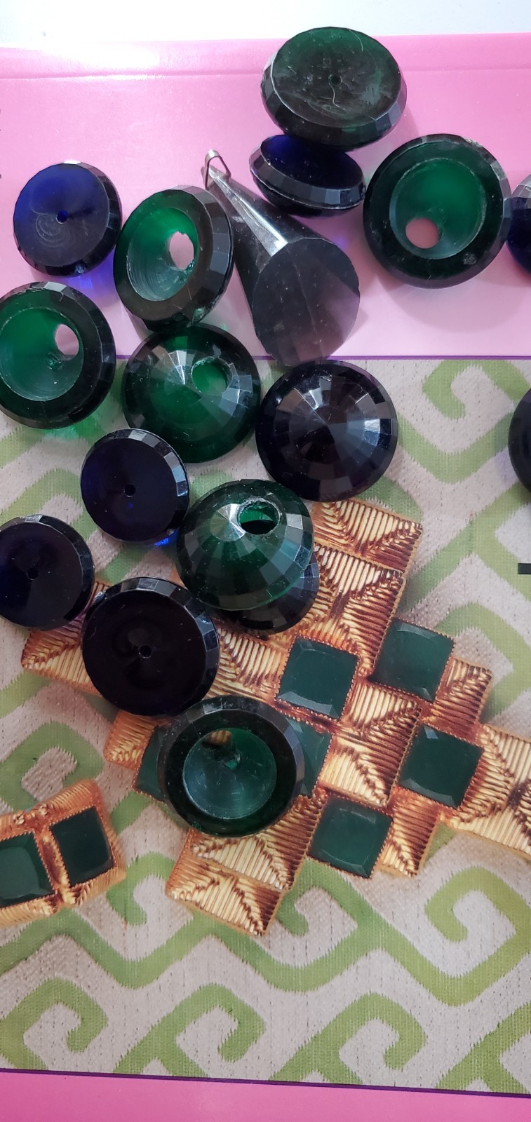 Vintage 1950s Transparent Lucite Cabachons Purple Forest Green Midnight Blue +