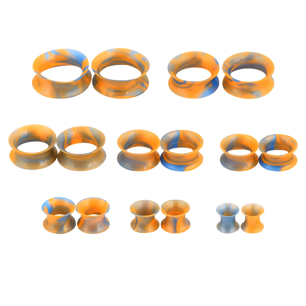 Pair Thin Silicone Ear Plugs-Tunnels Soft Ear Gauges Flexible Earlets 2g-3/4”