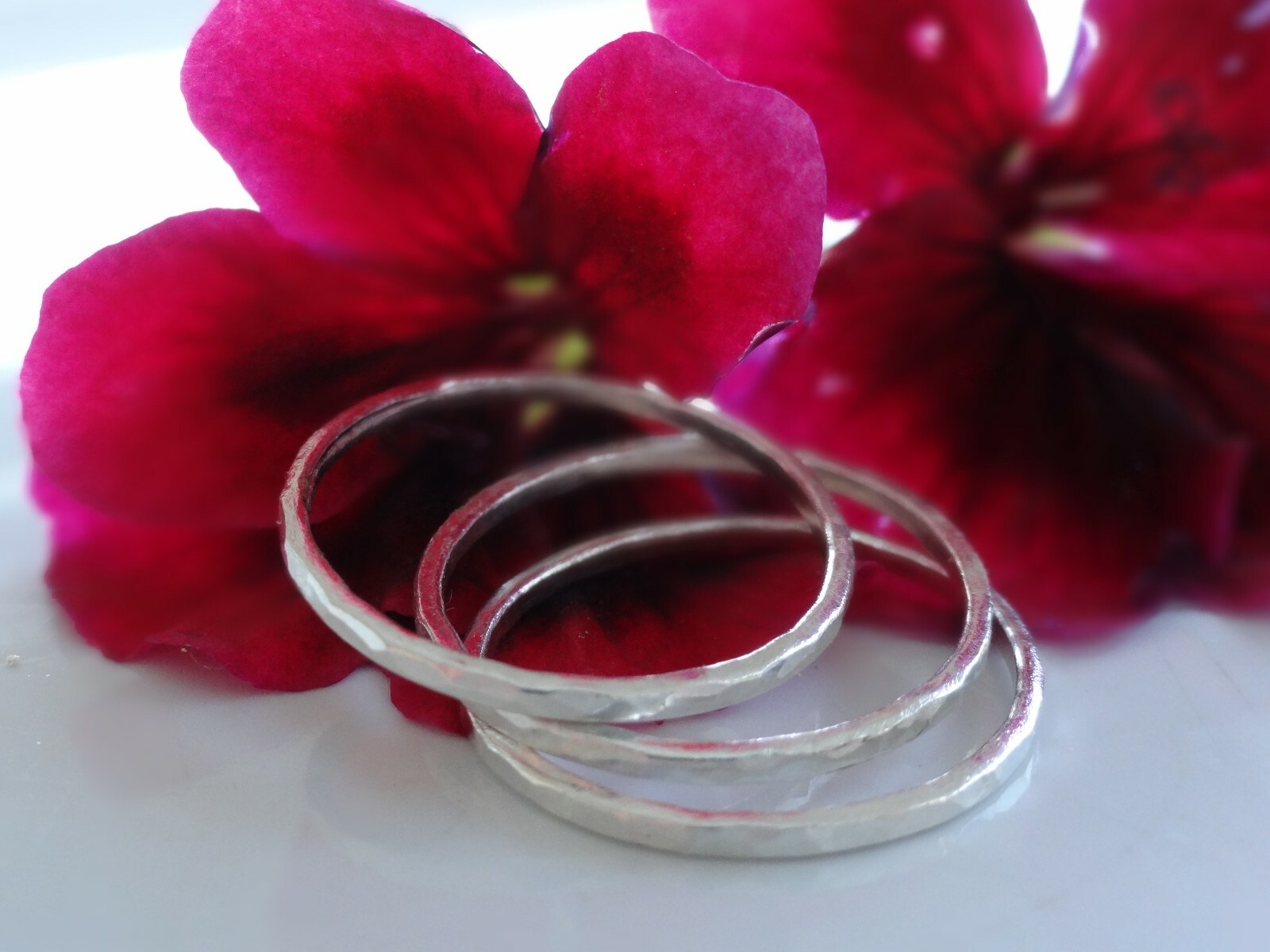 hand made fine silver 999. stacking Minimalist thin ring Hammered. 1 ring