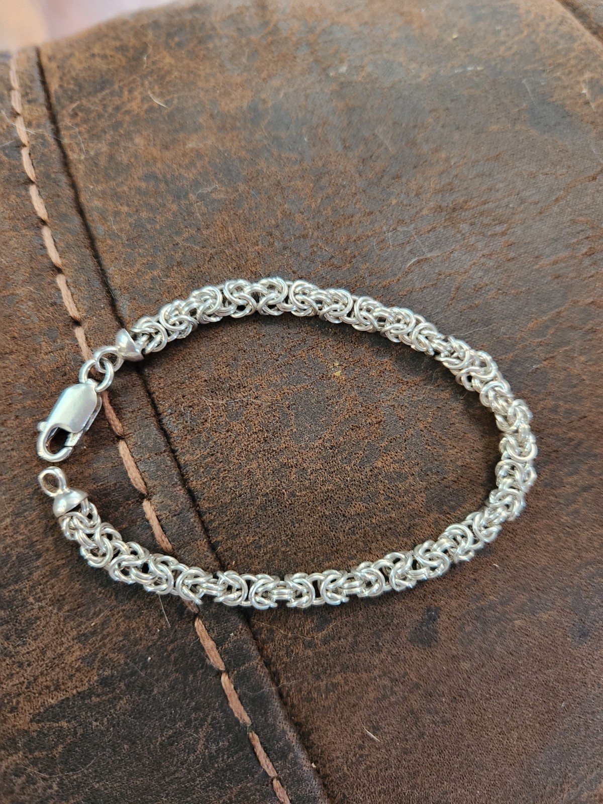 Gorgeous 925 Sterling Silver Byzantine Chain Bracelet 7.5 Inches 13.1g Unisex