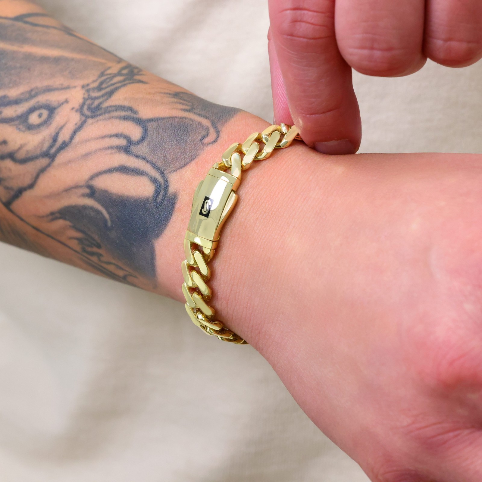 14k Yellow Gold Miami Cuban 9mm Monaco Chain Bracelet Mens Womens 7″ 7.5″ 8″ 9″
