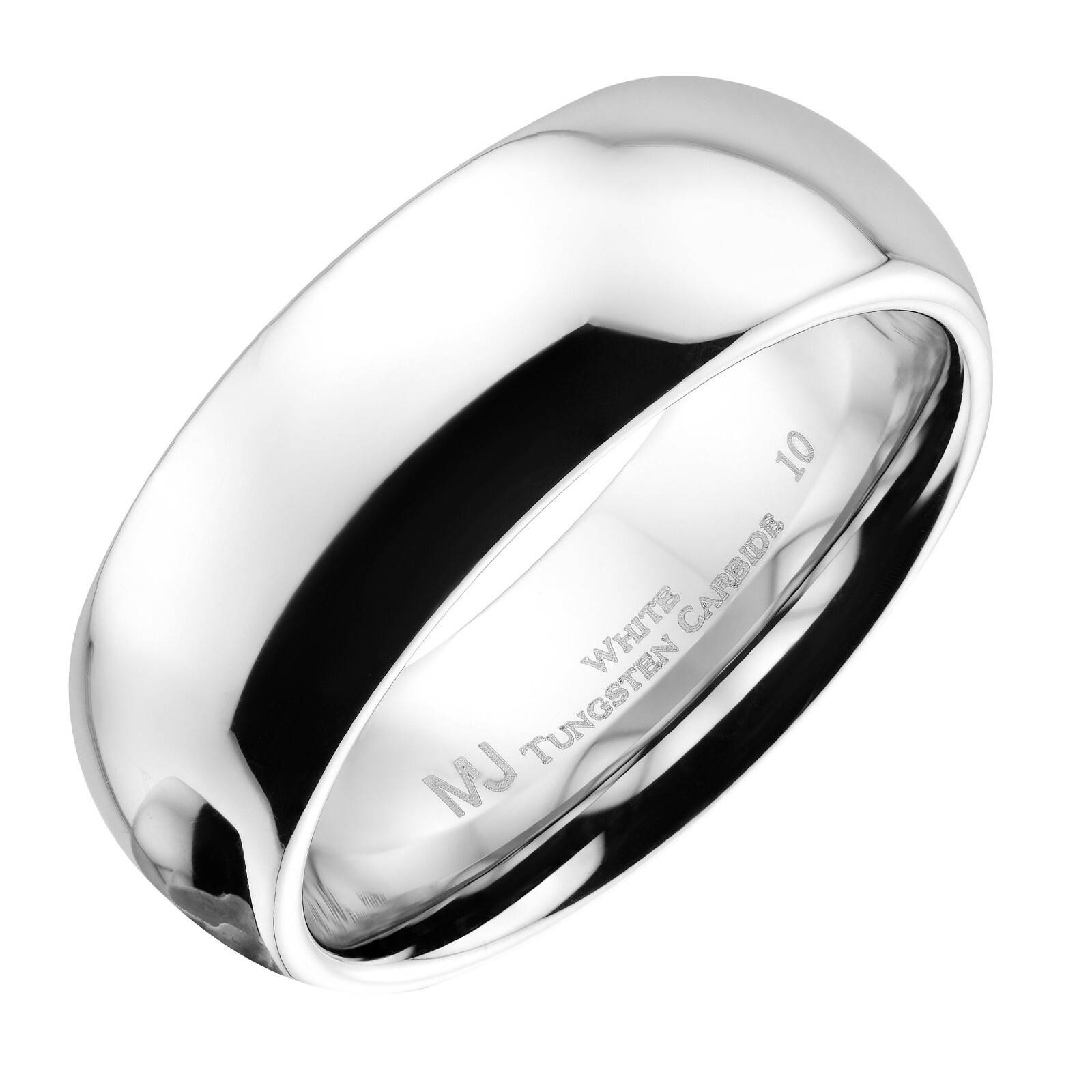 White Tungsten Carbide Wedding Ring Men’s Women’s 2, 3, 4, 5, 6, 7, 8, 10mm