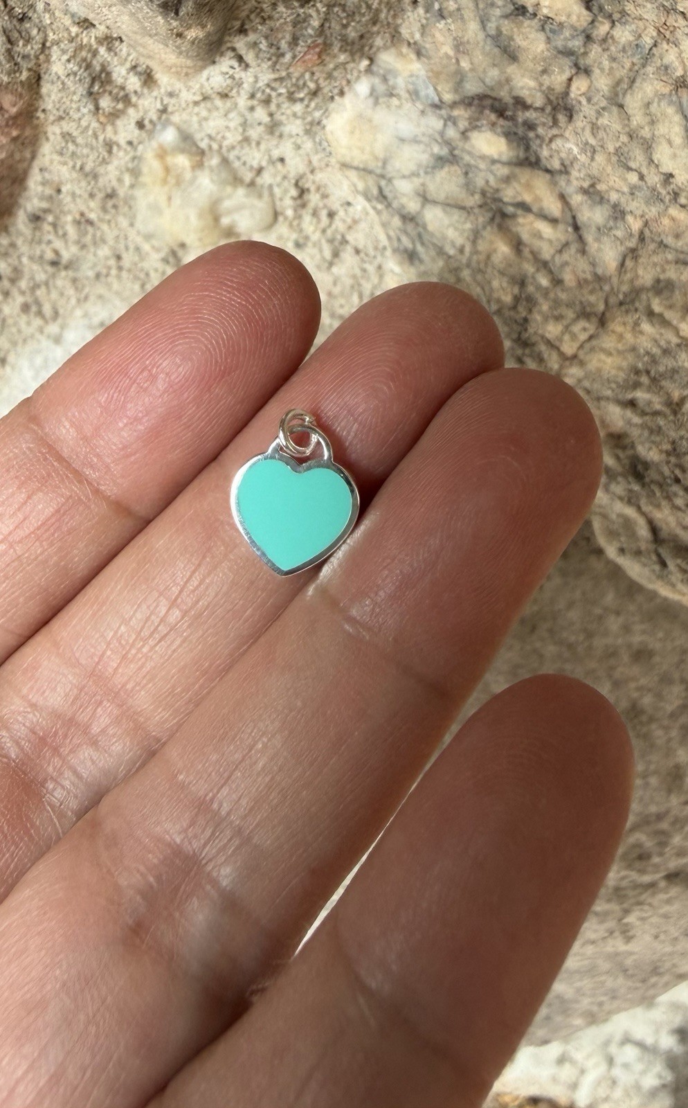 Tiffany & Co. 925 Silver Blue Enamel Mini Heart Charm