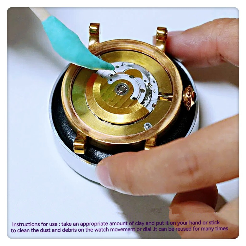 Watch Movement Cleaning Clay Rubber Putty Cleaner +Wooden Stick for Watchmakers