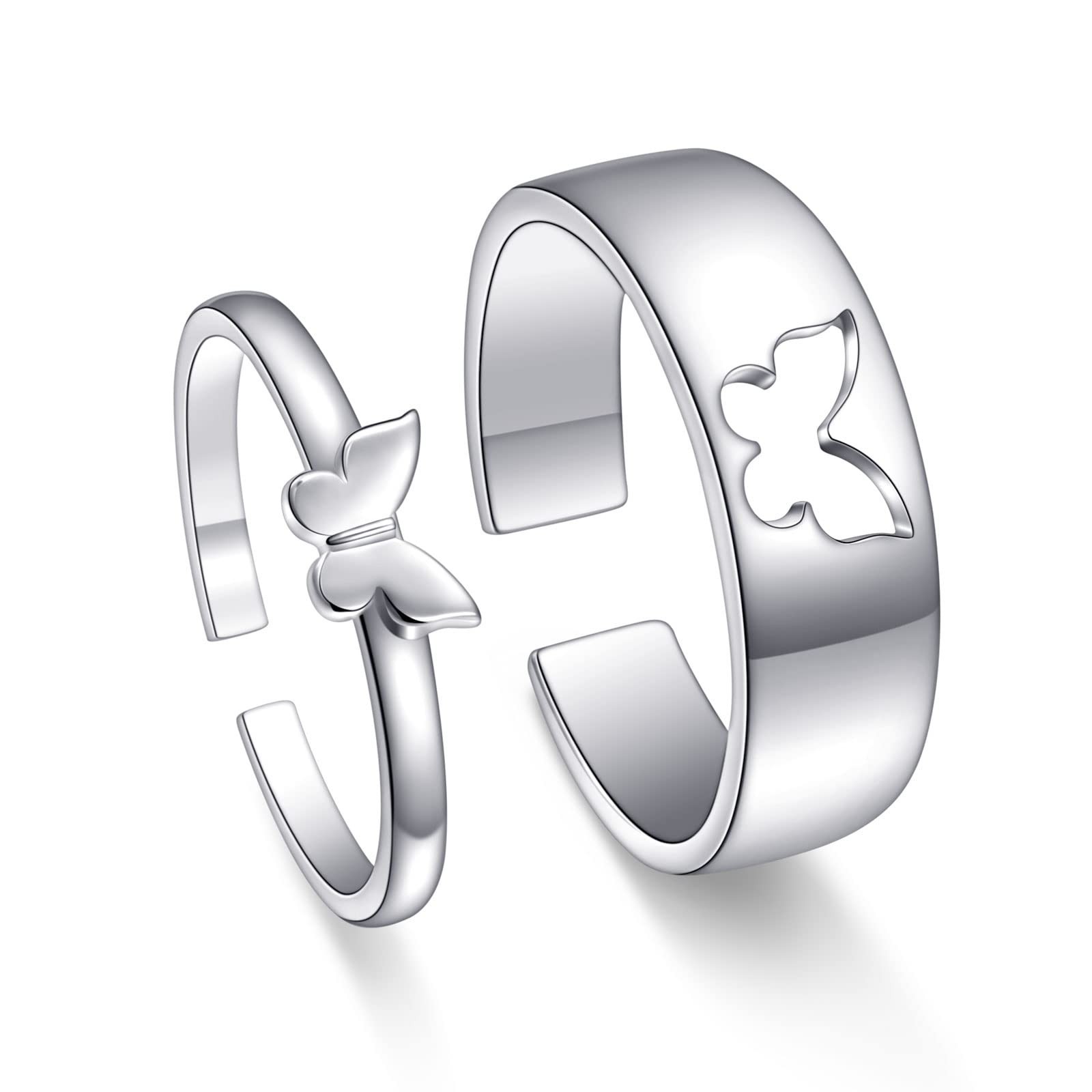 Sterling Silver Adjustable Promise Rings for Couples – Romantic Love Jewelry Gif