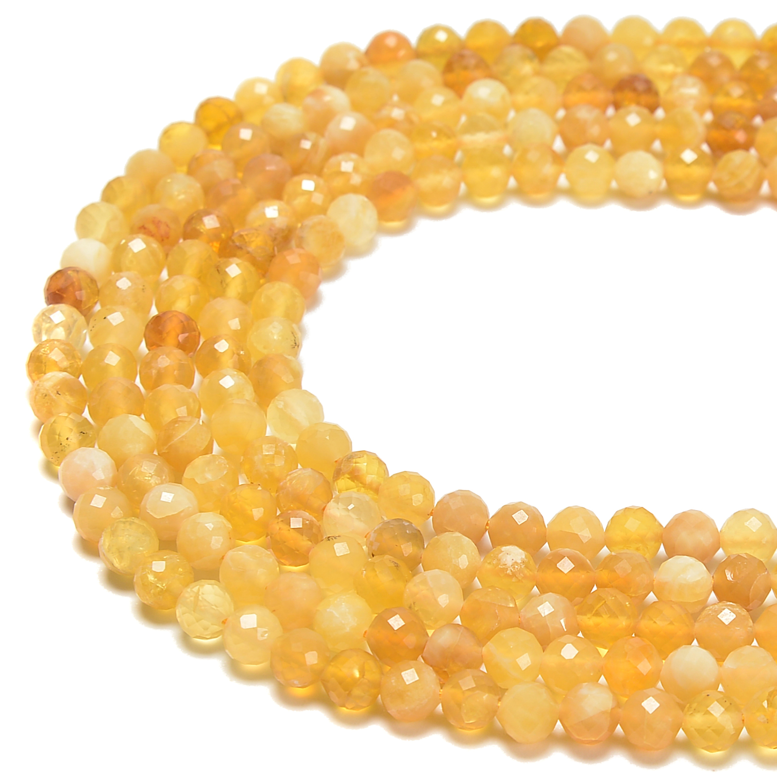 Natural Yellow Opal Faceted Round Beads Size 4mm 6mm 15.5” Strand