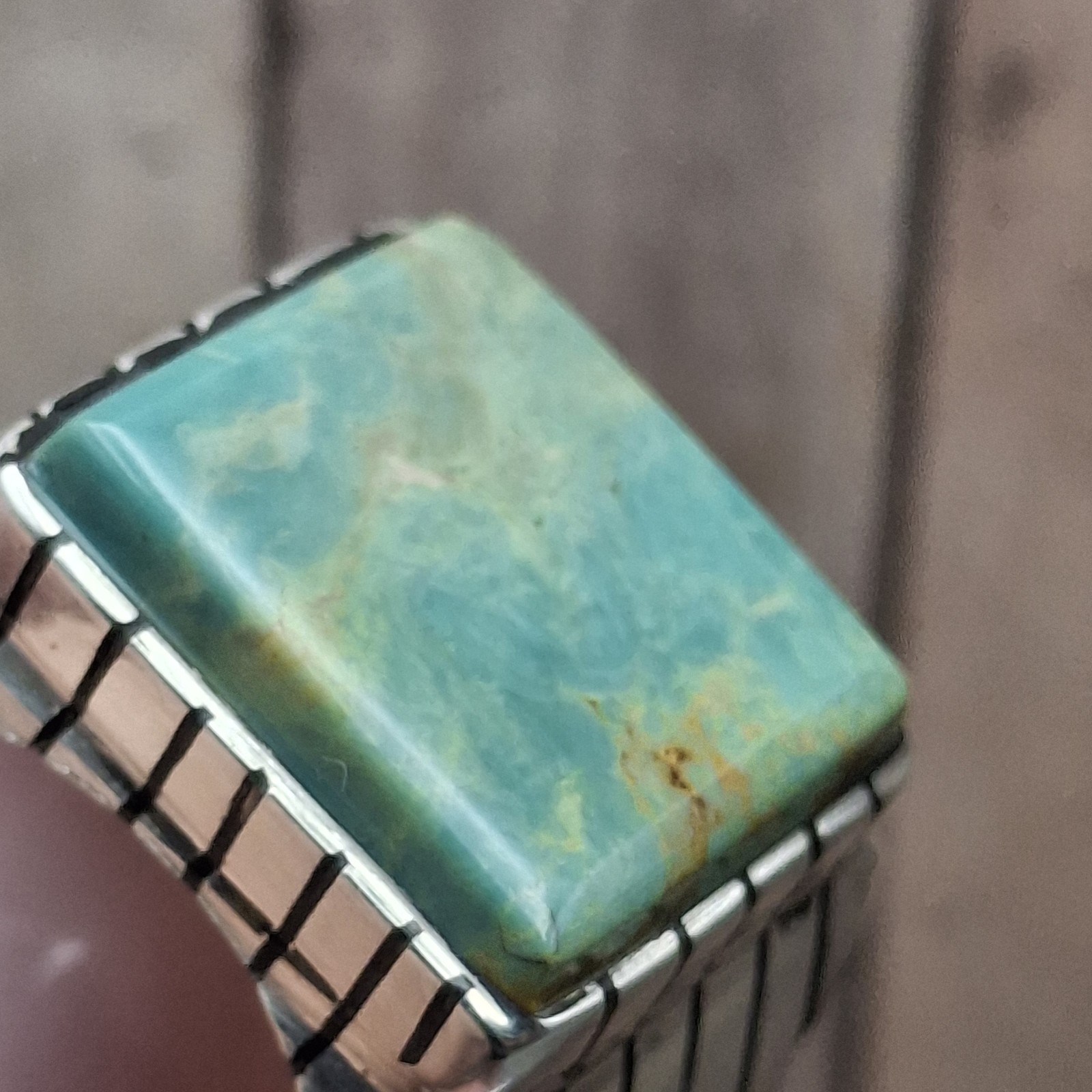 Men’s Royston Turquoise Ring Sterling Silver Signed R Size 10 Native American