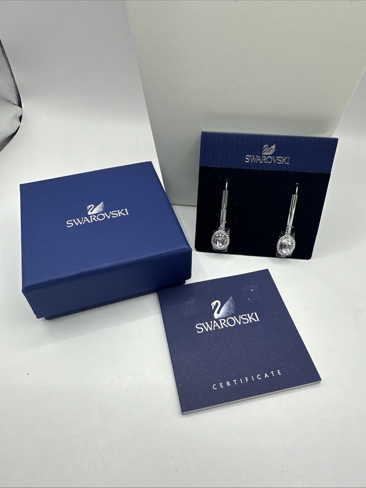 Swarovski Dangle Drop Earrings 2” Crystal Rhodium Plated Still Wrapped NIB