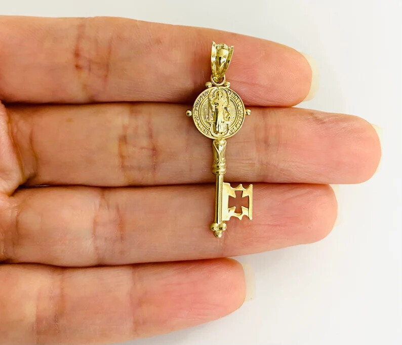 10K SOLID GOLD SAINT BENEDICT KEY 1.3″ PENDANT, GOLD SAINT BENEDICT KEY -GP92
