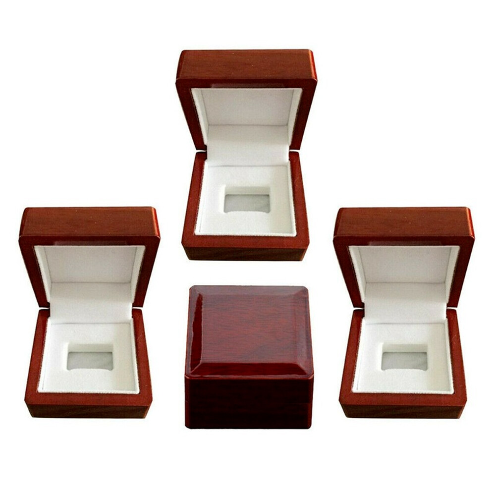 Single Hole Championship Ring Display Collection Case Wood Box Storage 4PACK US
