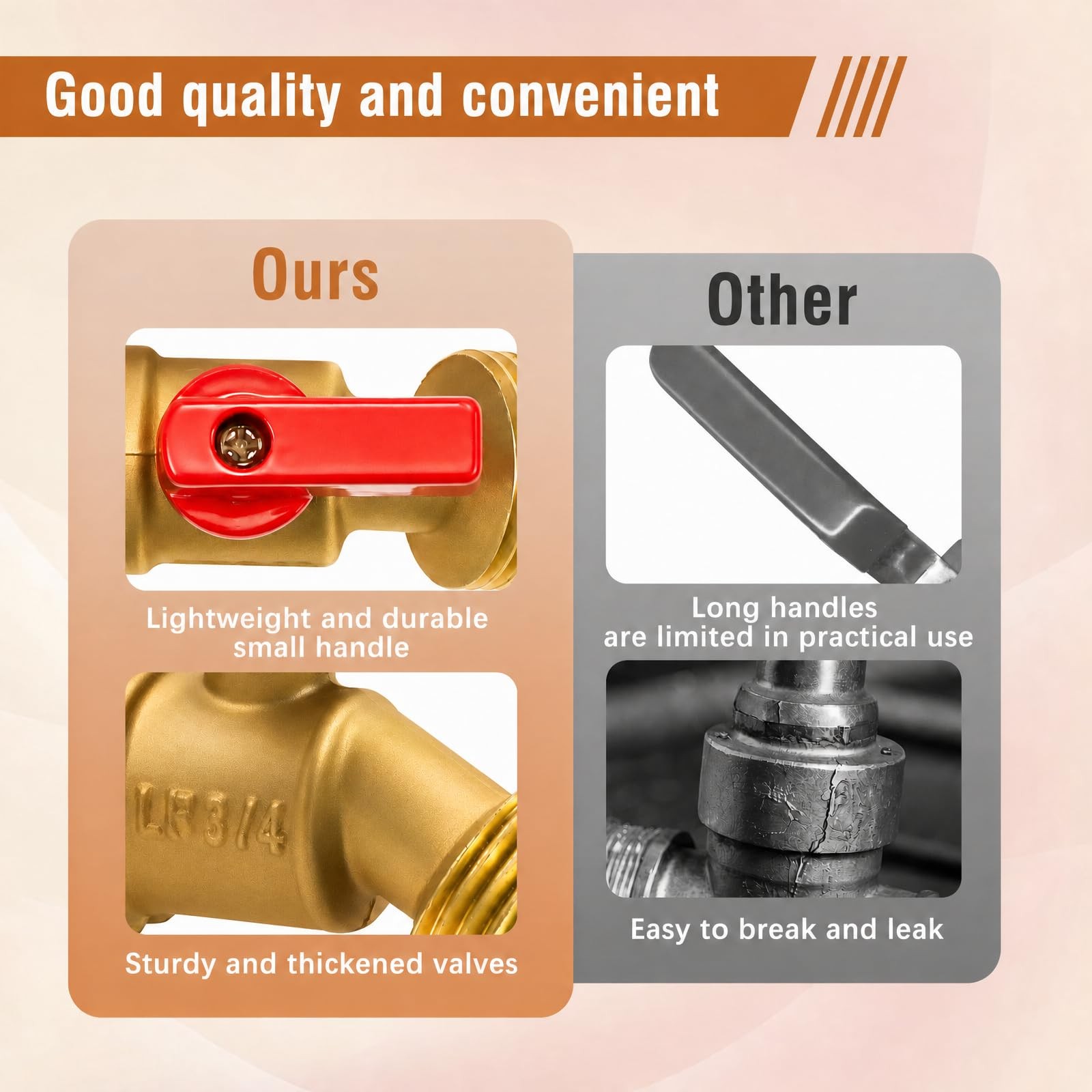Outdoor Faucet, 3/4 Hose Bib, Solid Brass, Female NPT x Male GHT