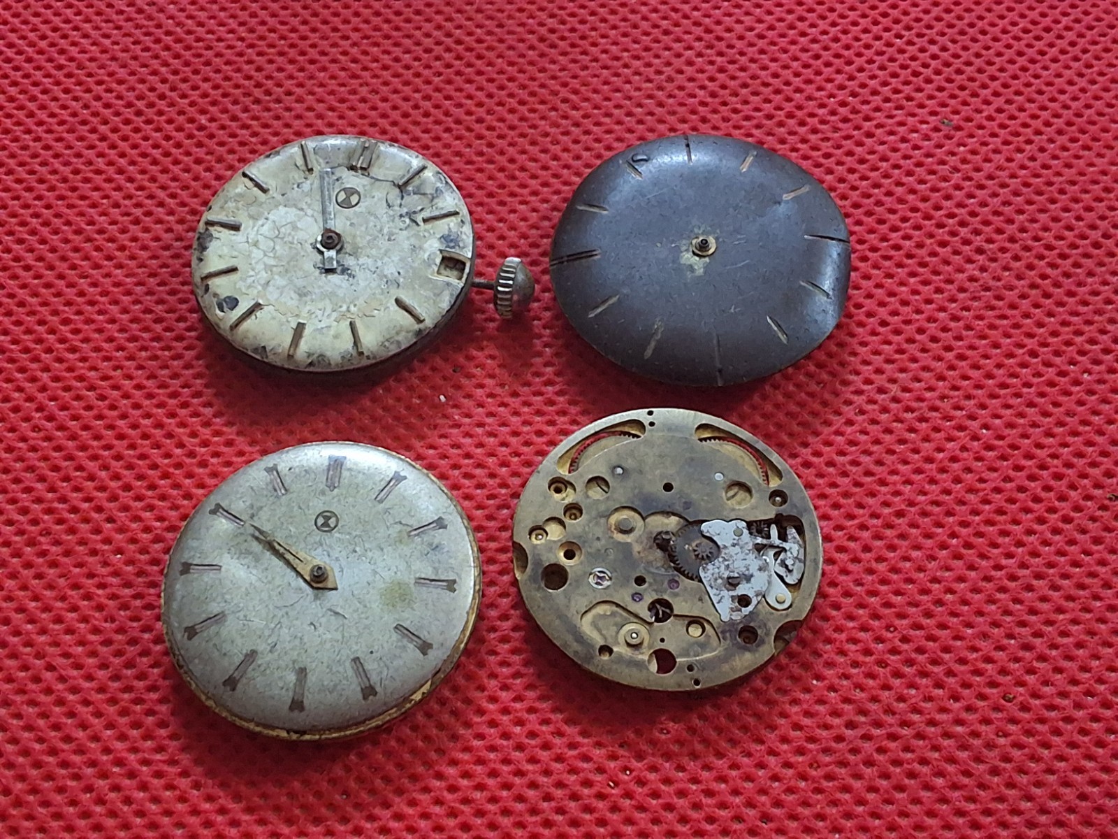 Lot of 4 Vintage Faver Leuba not working For Parts/Repair Movements Swiss Made
