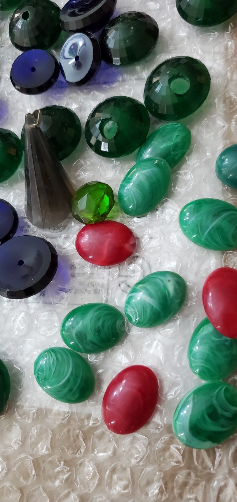 Vintage 1950s Transparent Lucite Cabachons Purple Forest Green Midnight Blue +