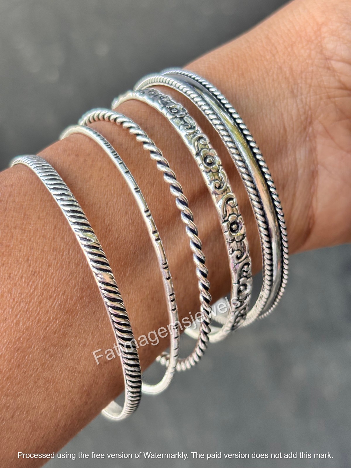 Bohemian 925 Solid Sterling Silver Mix Designs Bangles Set of 5 For Women