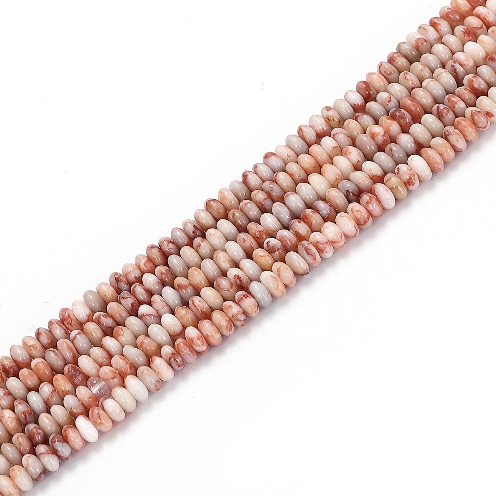 Natural Red Silk Stone Web Jasper Smooth Rondelle Beads Size 4x6mm 15.5” Strand