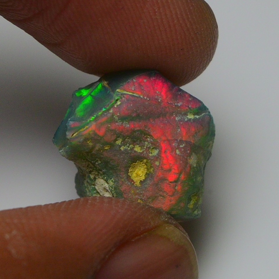 6.7 ct Natural Black Opal Rough Ethiopian, Fire Opal Gemstone, 15x12MM Welo Opal