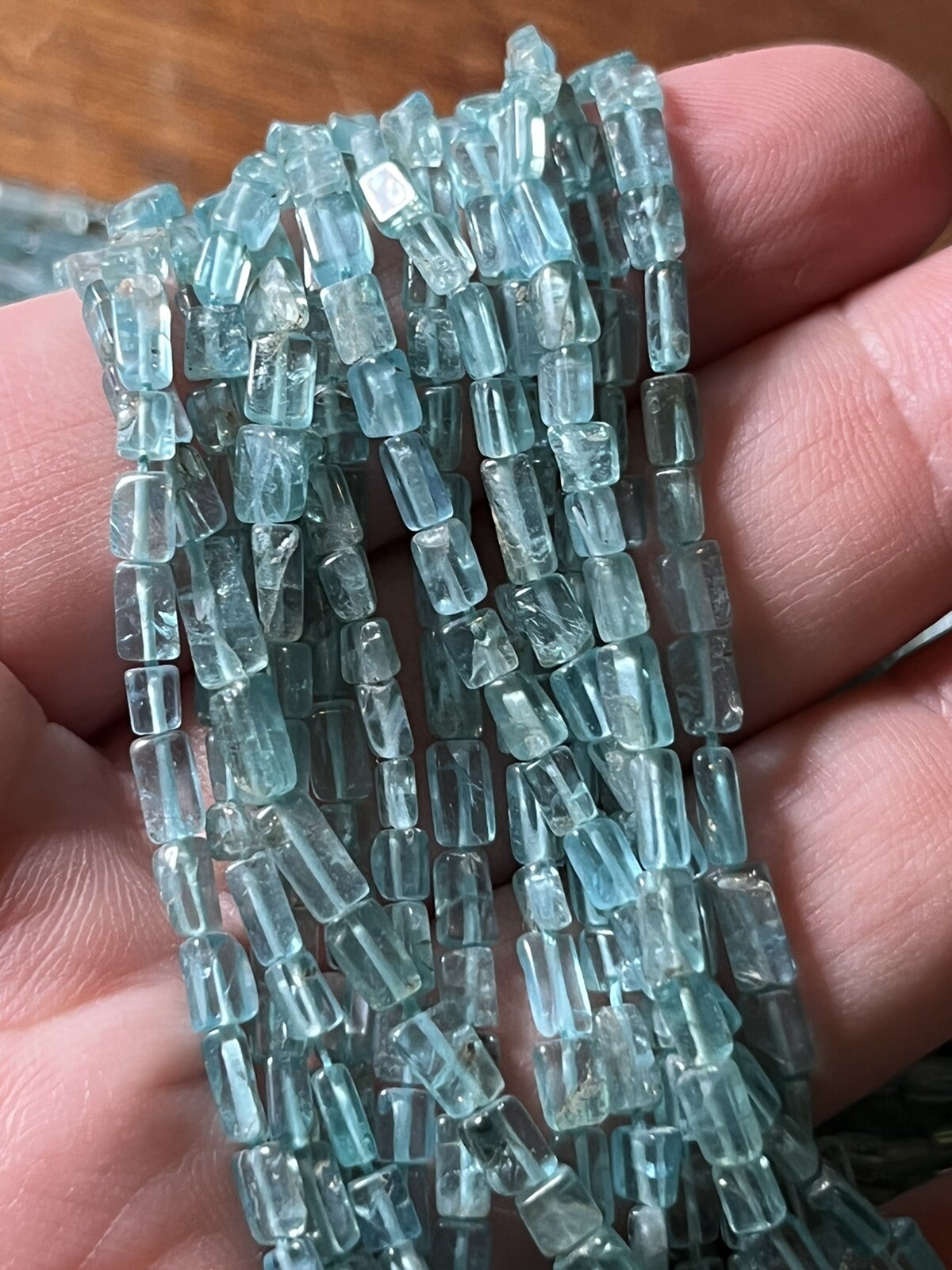 Sky Blue Apatite Faceted Square Tube Loose Gemstone Beads 12in Strand 3-5mm