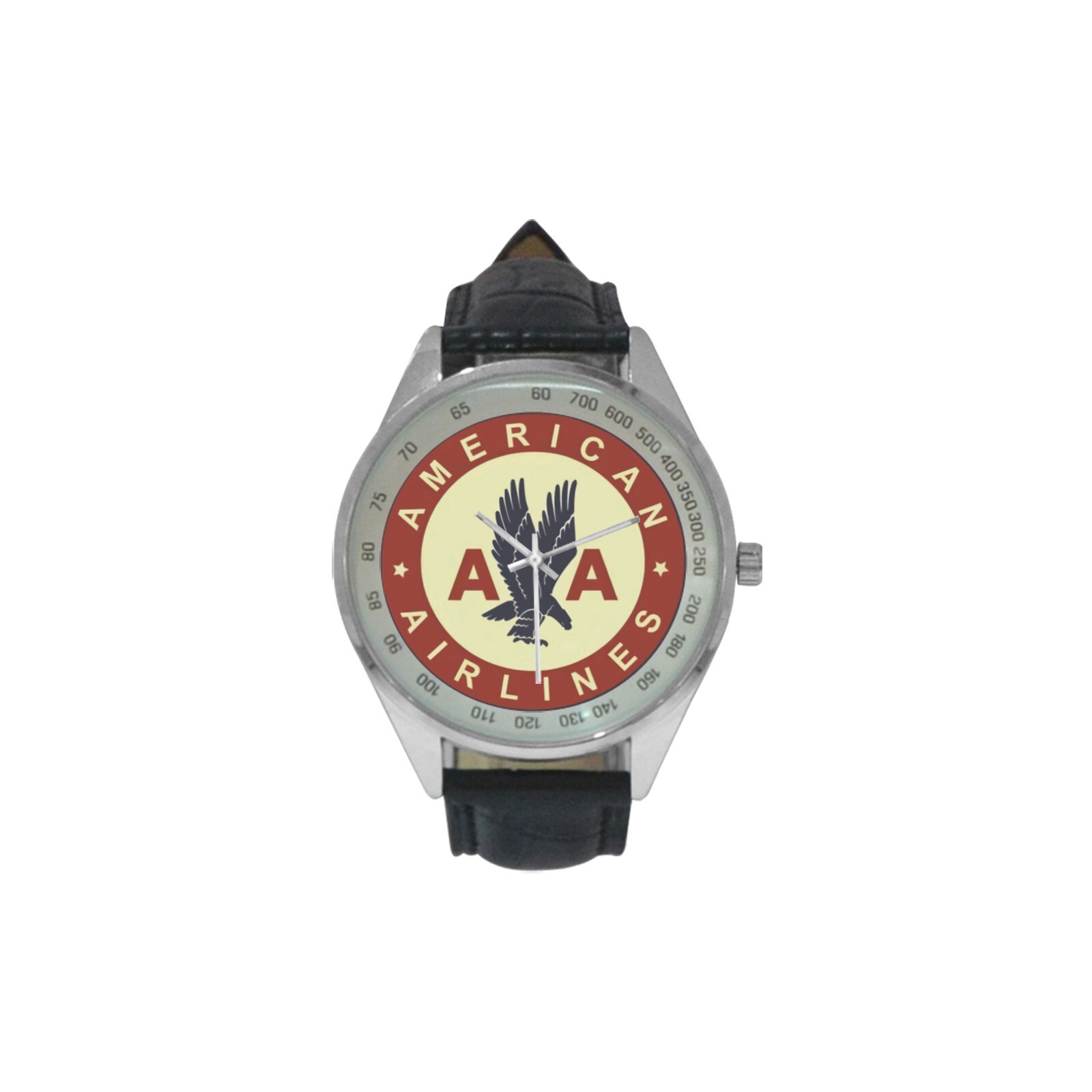 American Airlines Vintage logo Airlines Pilot Leather Strap Aviation Watch