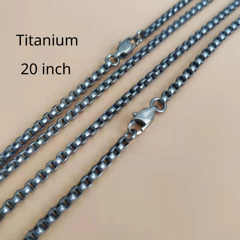 Pure Titanium Box Chain Necklace 3mm Men Unisex NO Allergic Skin Care Health 20″