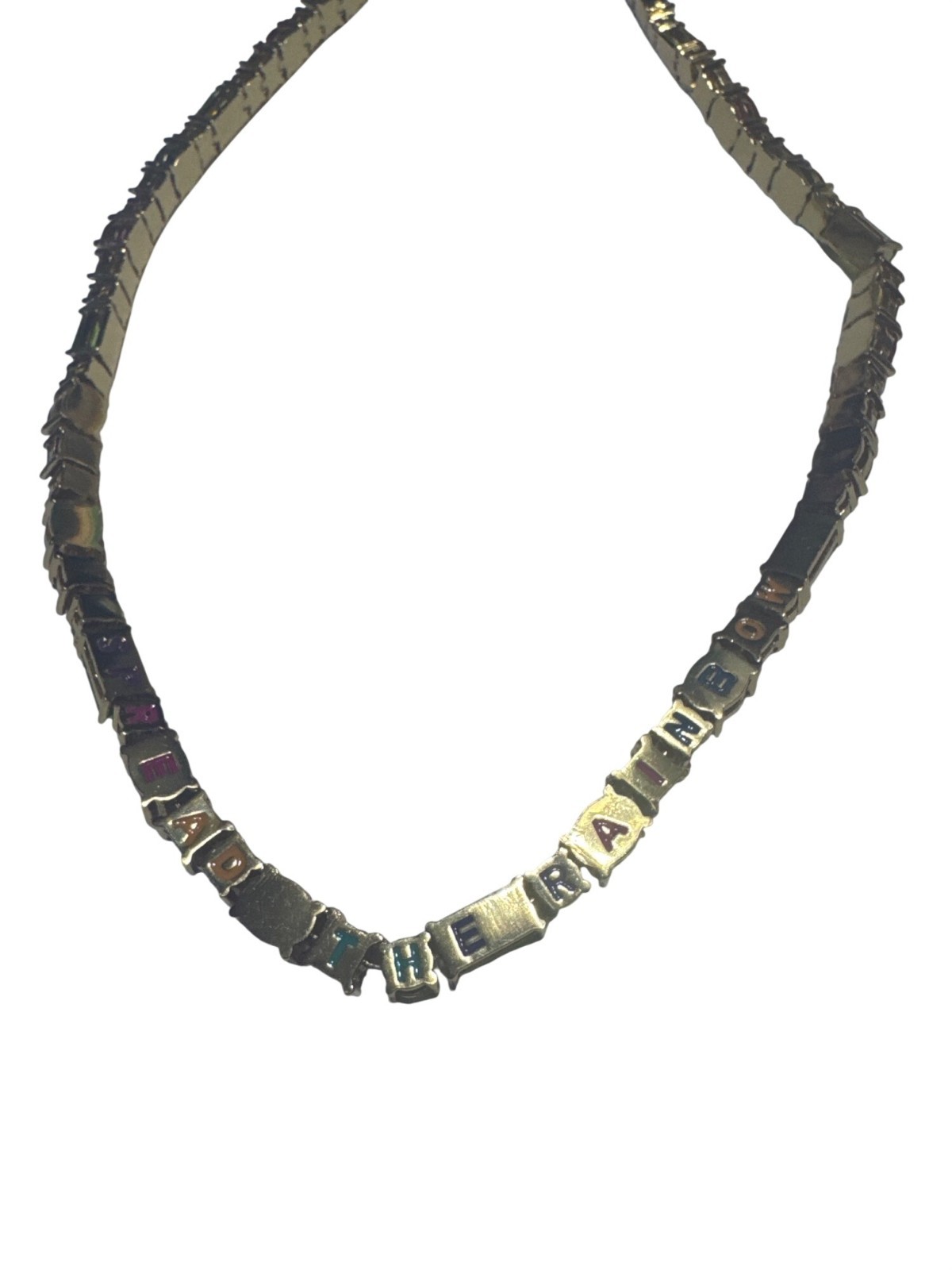 Kurt Geiger Spread The Rainbow Gold-Tone Multicolor Gemstone Necklace Pre-Owned