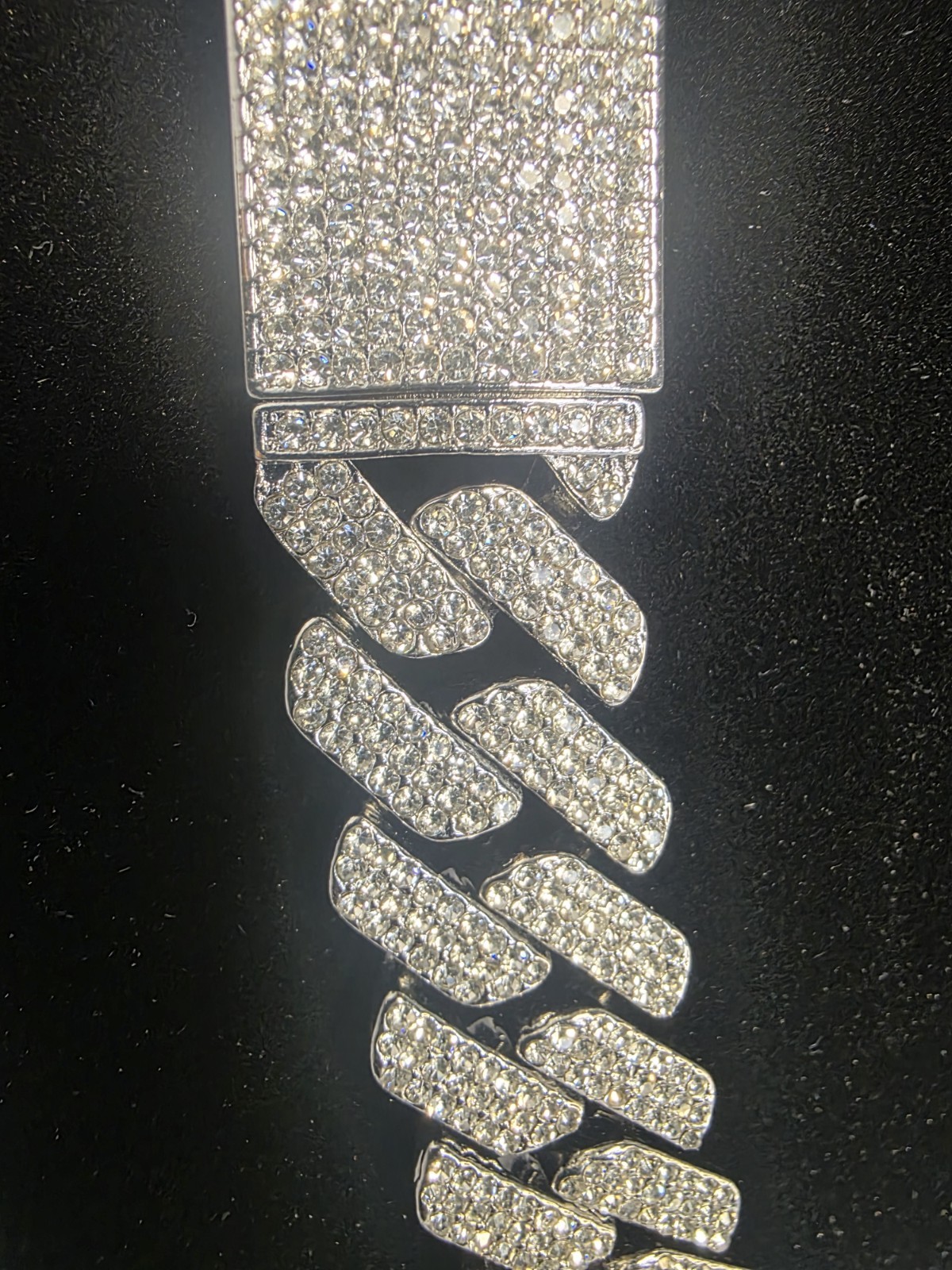 24” 3 Row Moissanite Cuban Link Chain in 925 Sterling Silver.