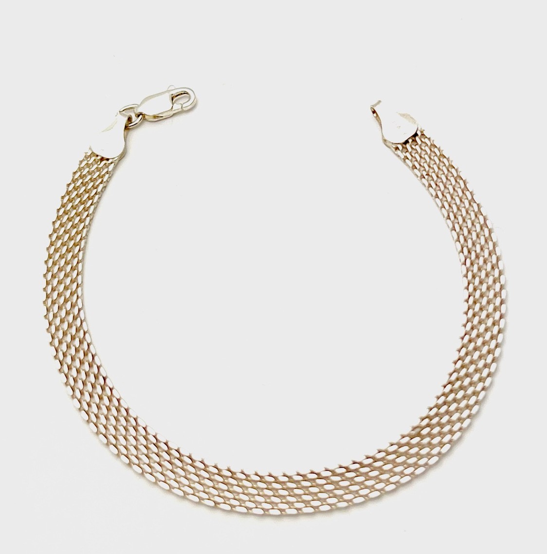 Sterling Silver 925 5.3 Gram Thick Mesh Bracelet 7 1/4”