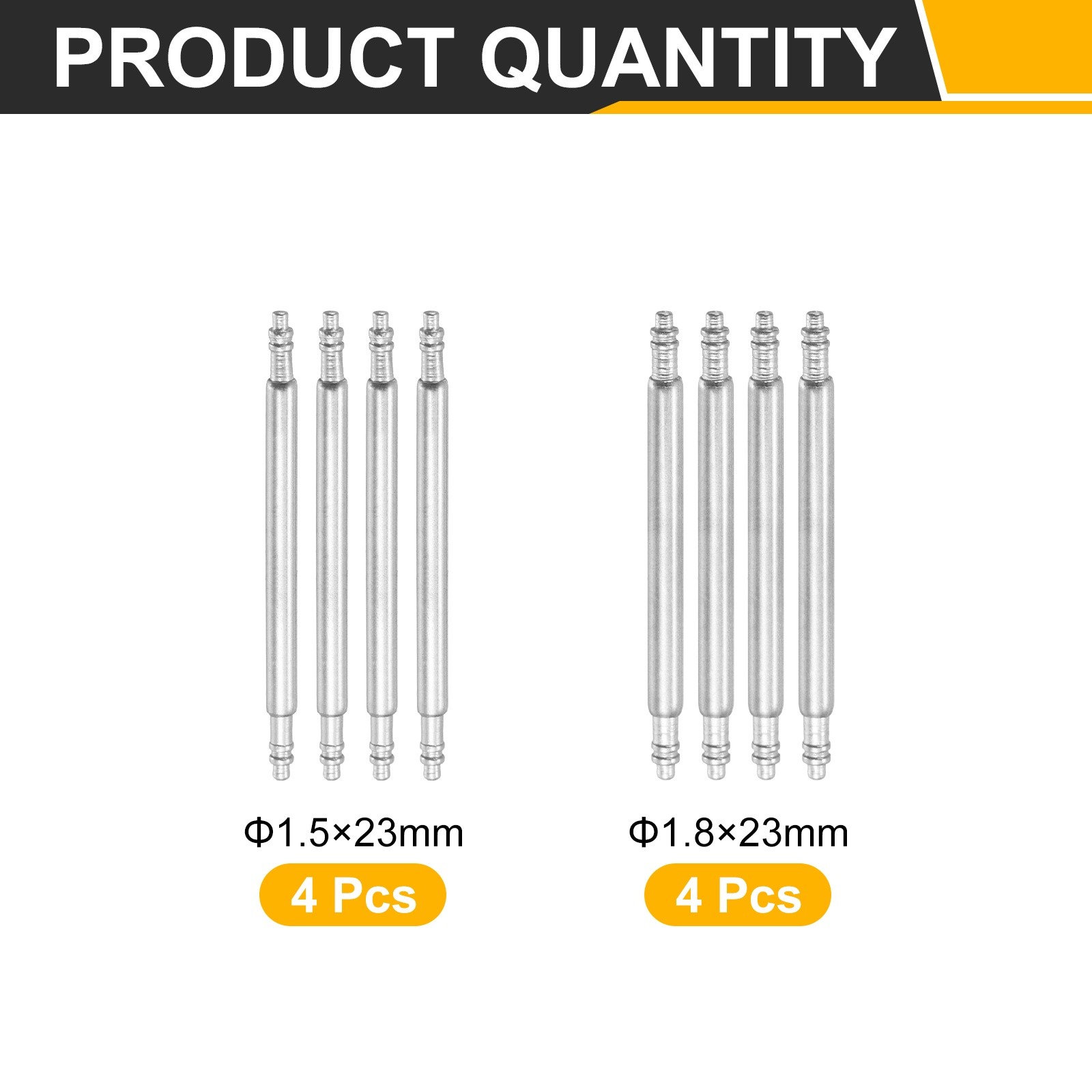 8pcs 23mm Watch Spring Bar Pins 1.5mm+1.8mm Diameter Stainless Steel Band Pins