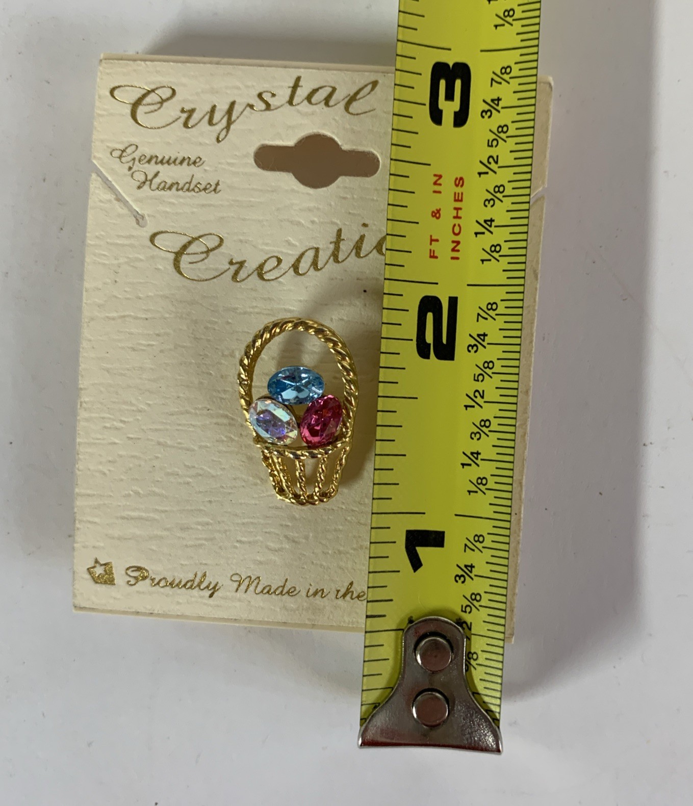 Crystal Creations Easter Spring Egg Basket Crystal Pin Jewelry