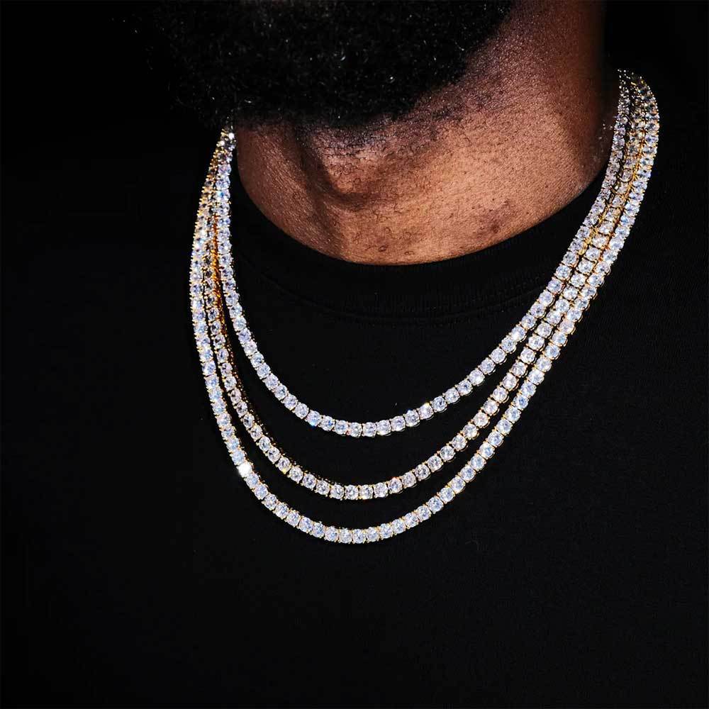 14K Gold Silver Plated Tennis Chain Choker ICED CZ Hip Hop Necklace 5MM Jewelry