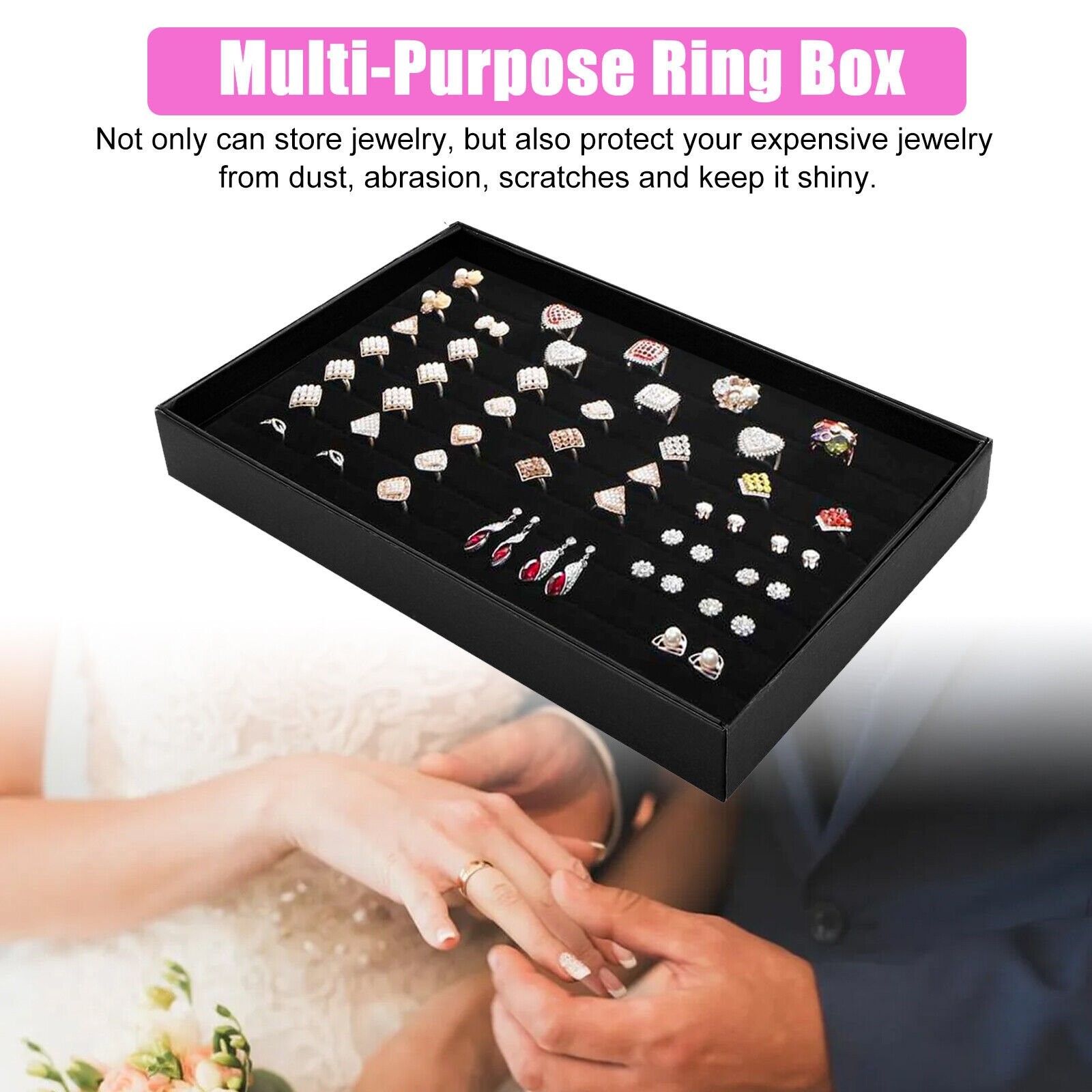 2× Jewelry Ring Display Organizer Tray Holder Earrings Storage Case 100 Slots US