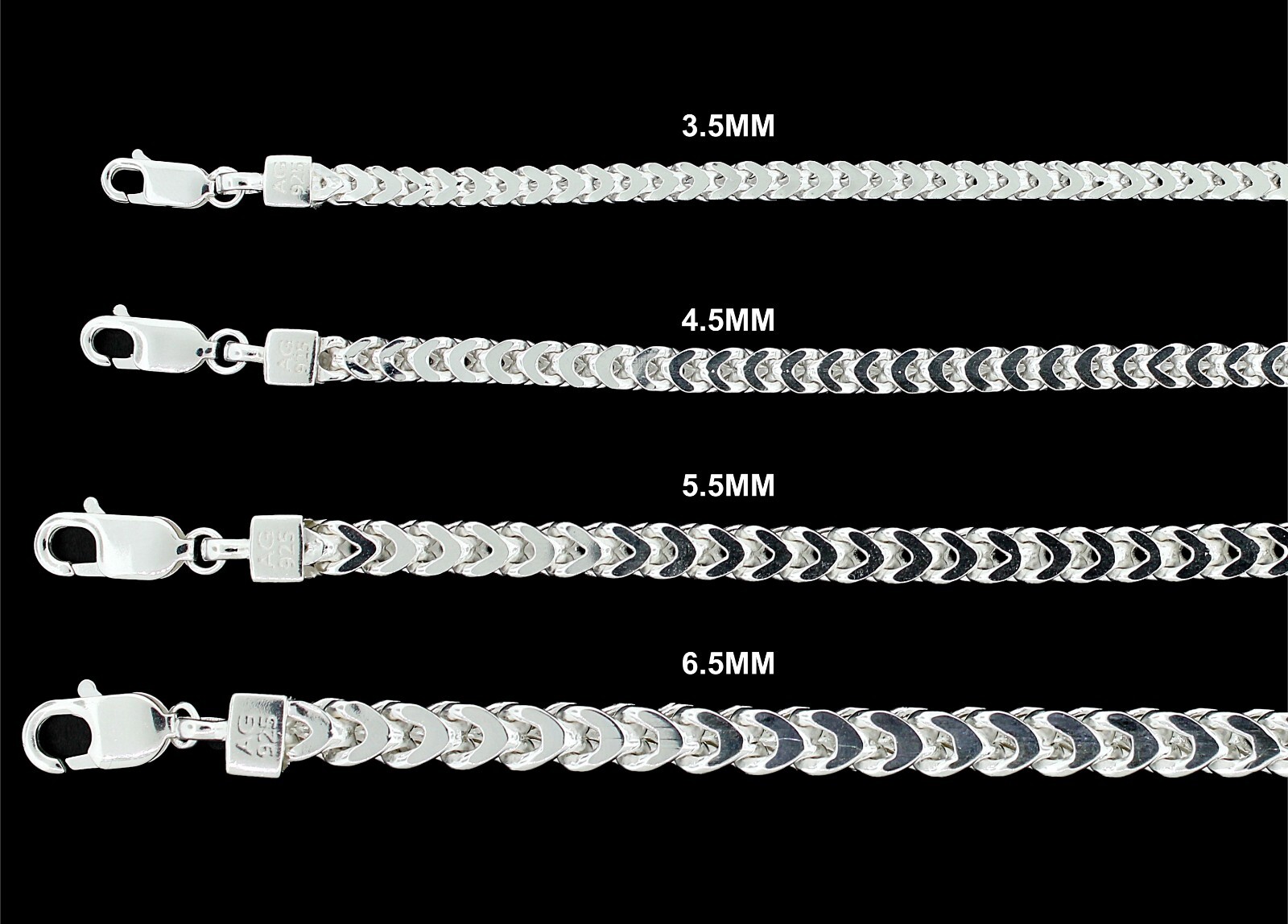 Mens Real 925 Solid Sterling Silver Franco Chain Necklace or Bracelet ITALY