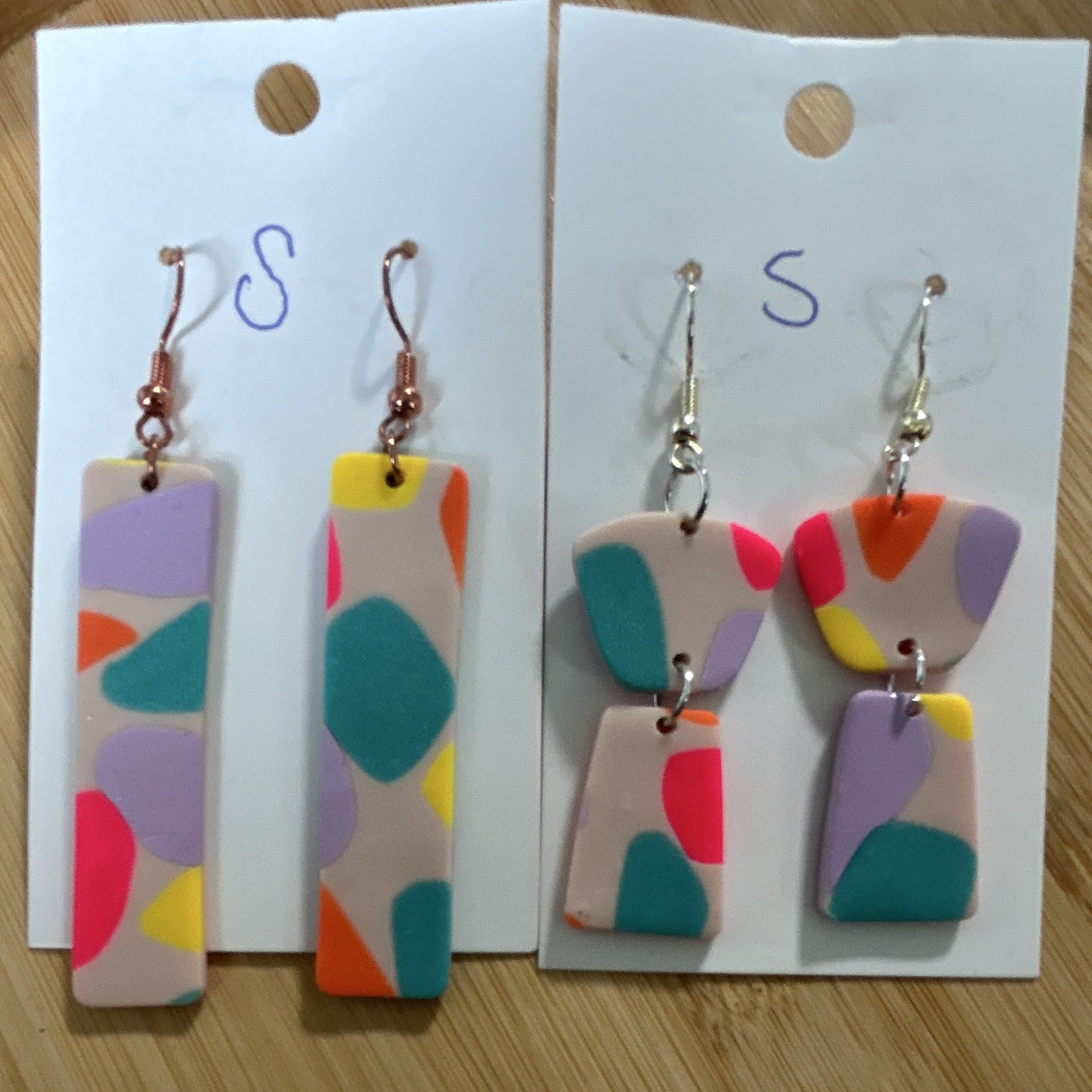 Multicolor Geometric Bohemian Handcrafted Polymer Clay Dangle/Drop Hook Earrings