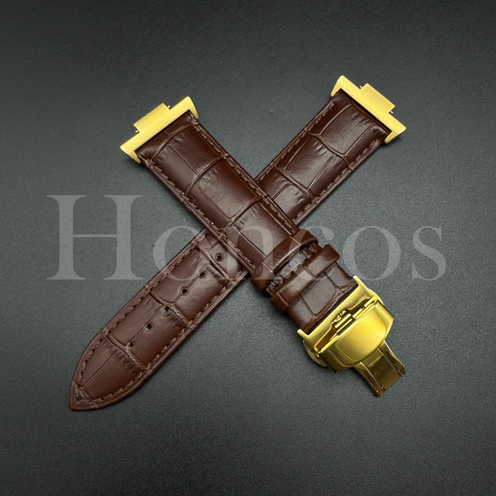 Brown Genuine Leather Alligator Watch Strap Fits for Tissot PRX Clasp Adapter US