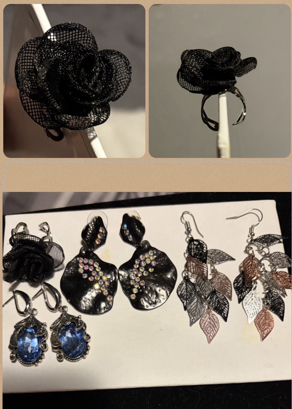 Women’s Fashion Jewelry Mixed Lot 8pc Earrings & Ring Rhinestone Crystal Silver