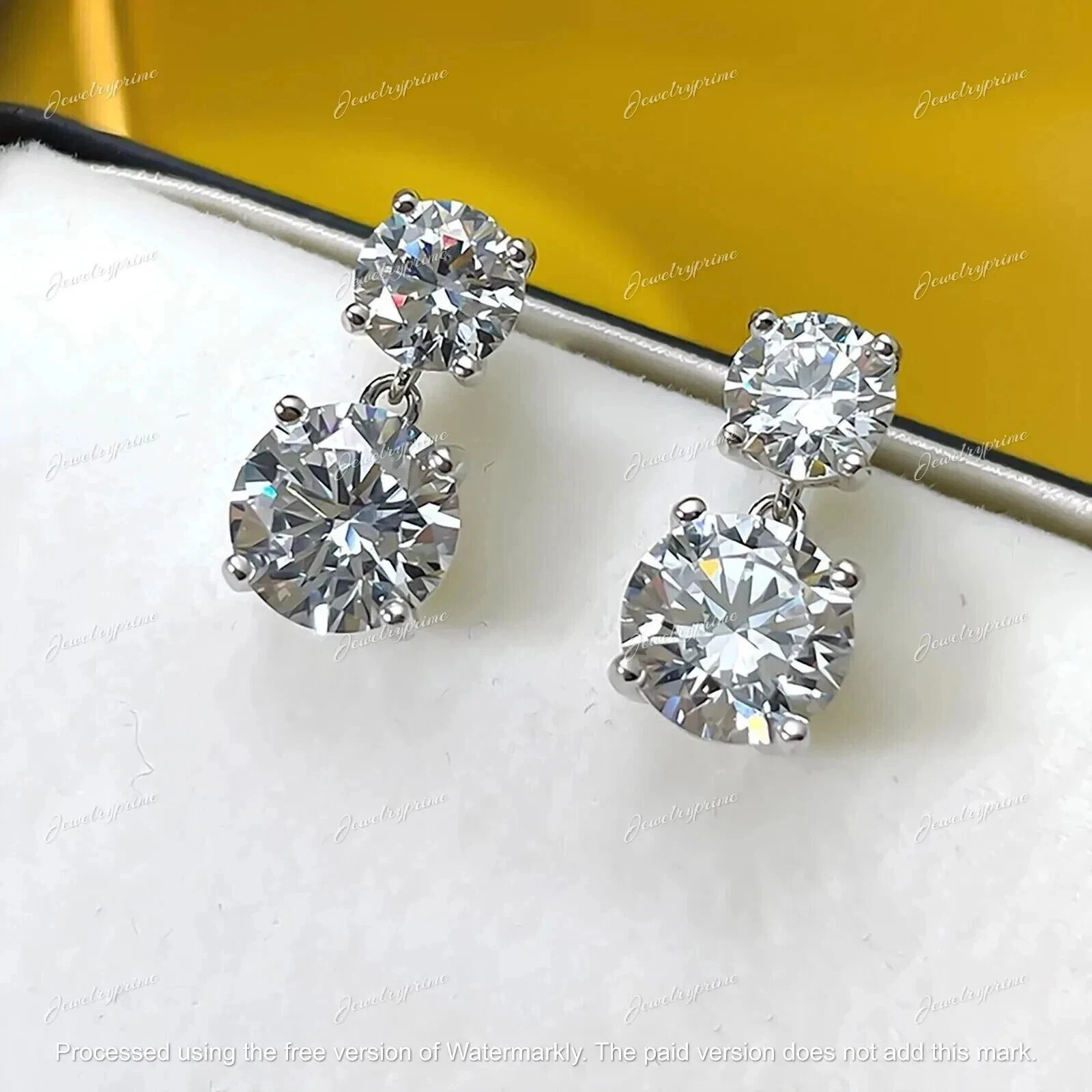 2Ct Round Cut Lab-Created Diamond Drop & Dangle Earrings 14K White Gold Plated