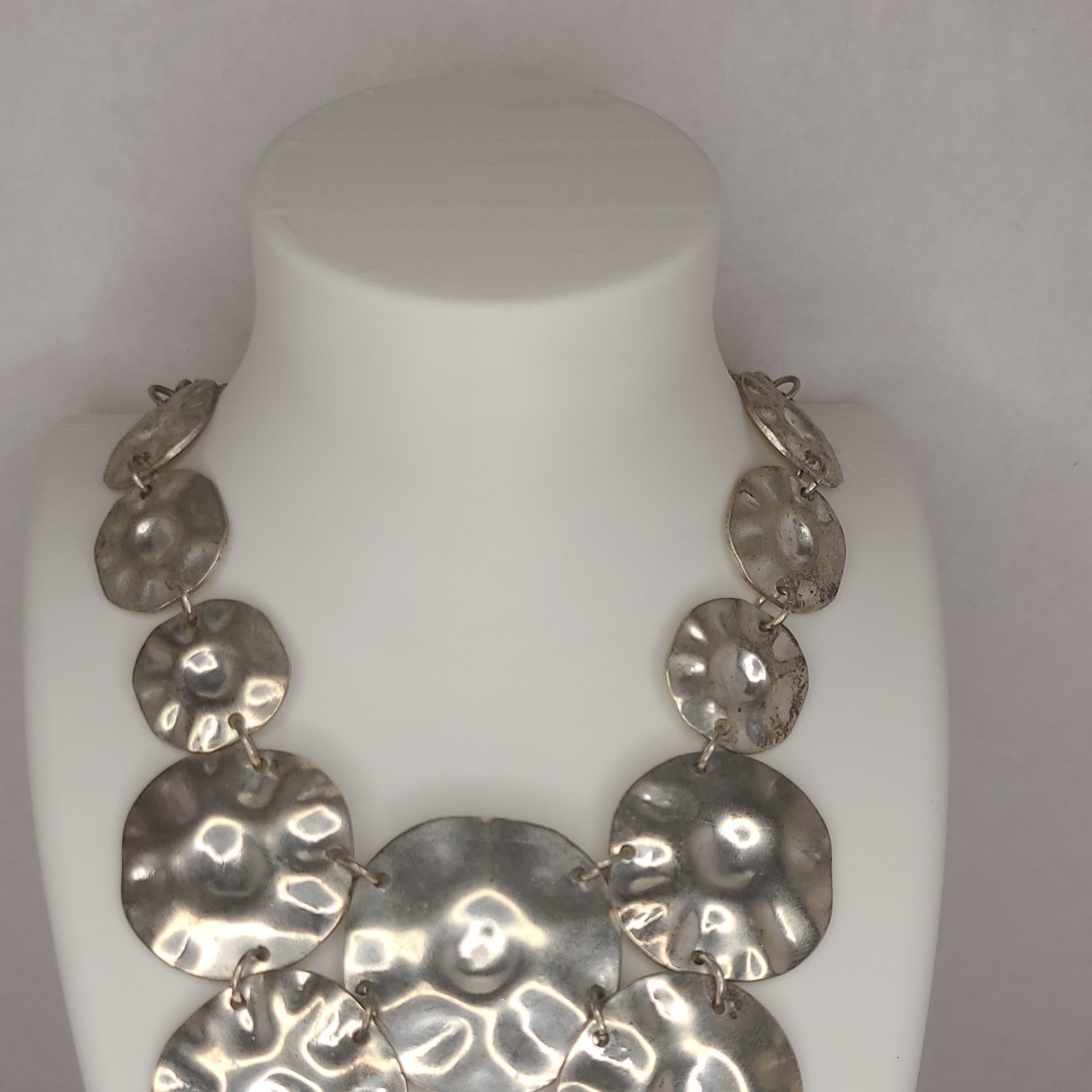 Stella & Dot Calypso Coin Silver Tone Hammered Round Disc