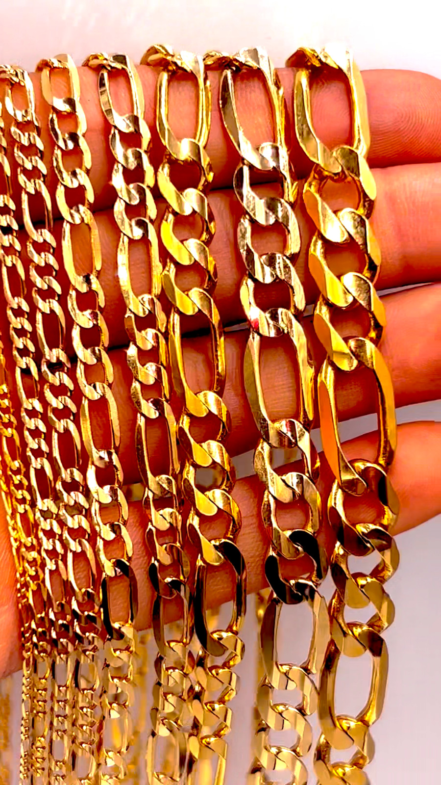 14K Yellow Gold SOLID Figaro Necklace Chain Link Real Gold 1.5mm-12mm 16″-30″