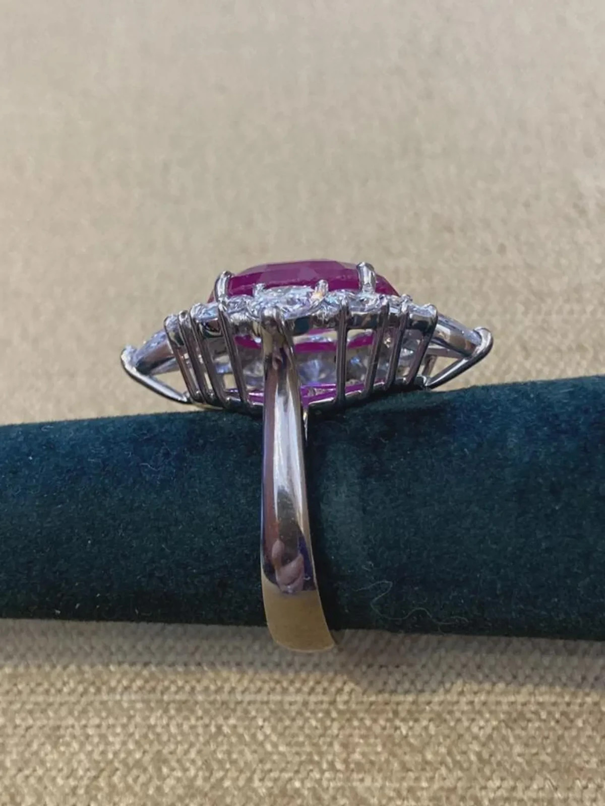 5.00 Ct Cushion Cut Natural Ruby Diamond Engagement Ring 14K Solid White Gold 7