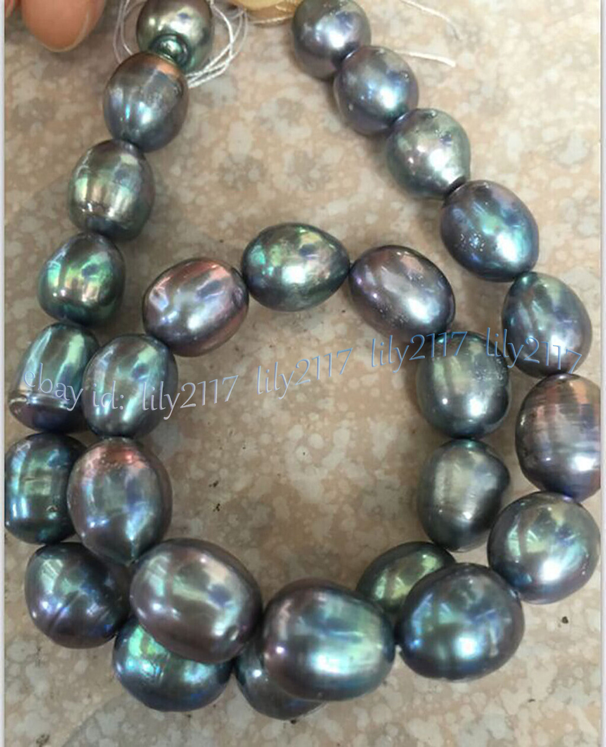10-11mm Genuine Natural Tahitian Peacock Black Baroque Pearl Necklace 14-48”