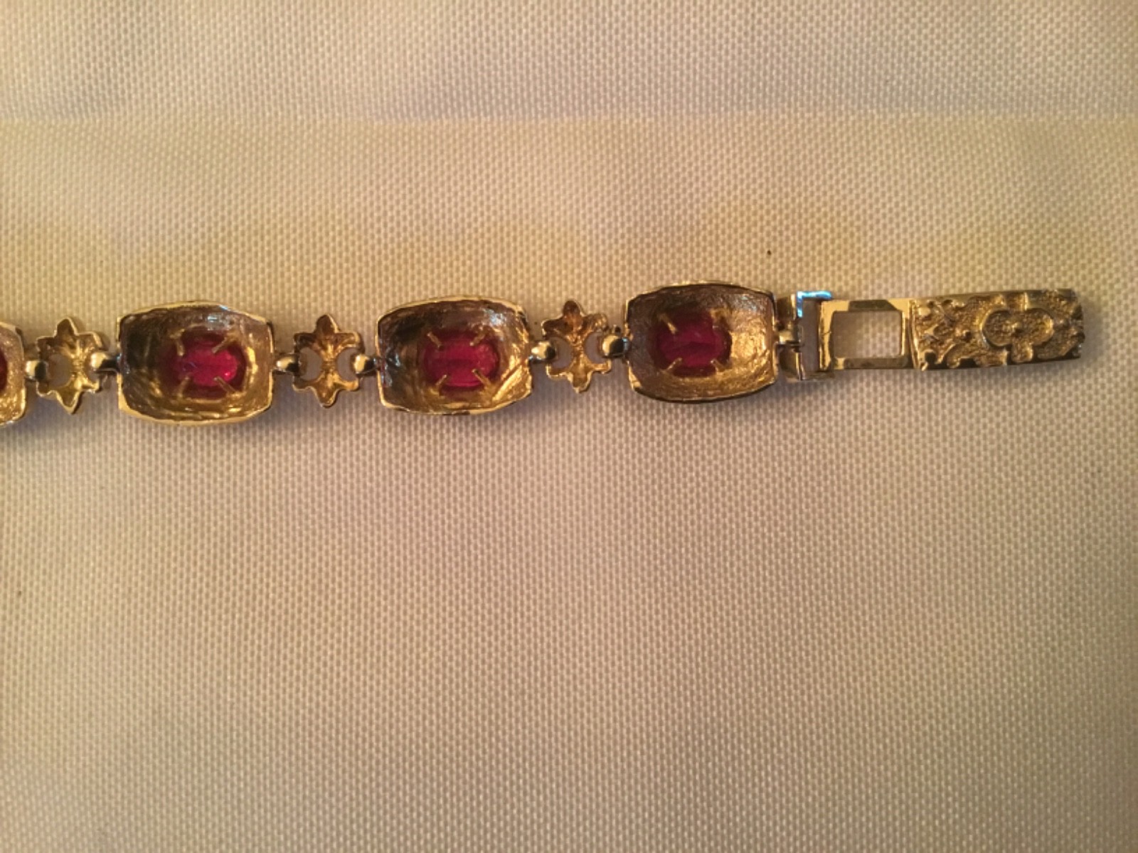 10KT Synthetic Ruby Bracelet -18.52 Grams- Adjustable Clasp- Wear or Scrap