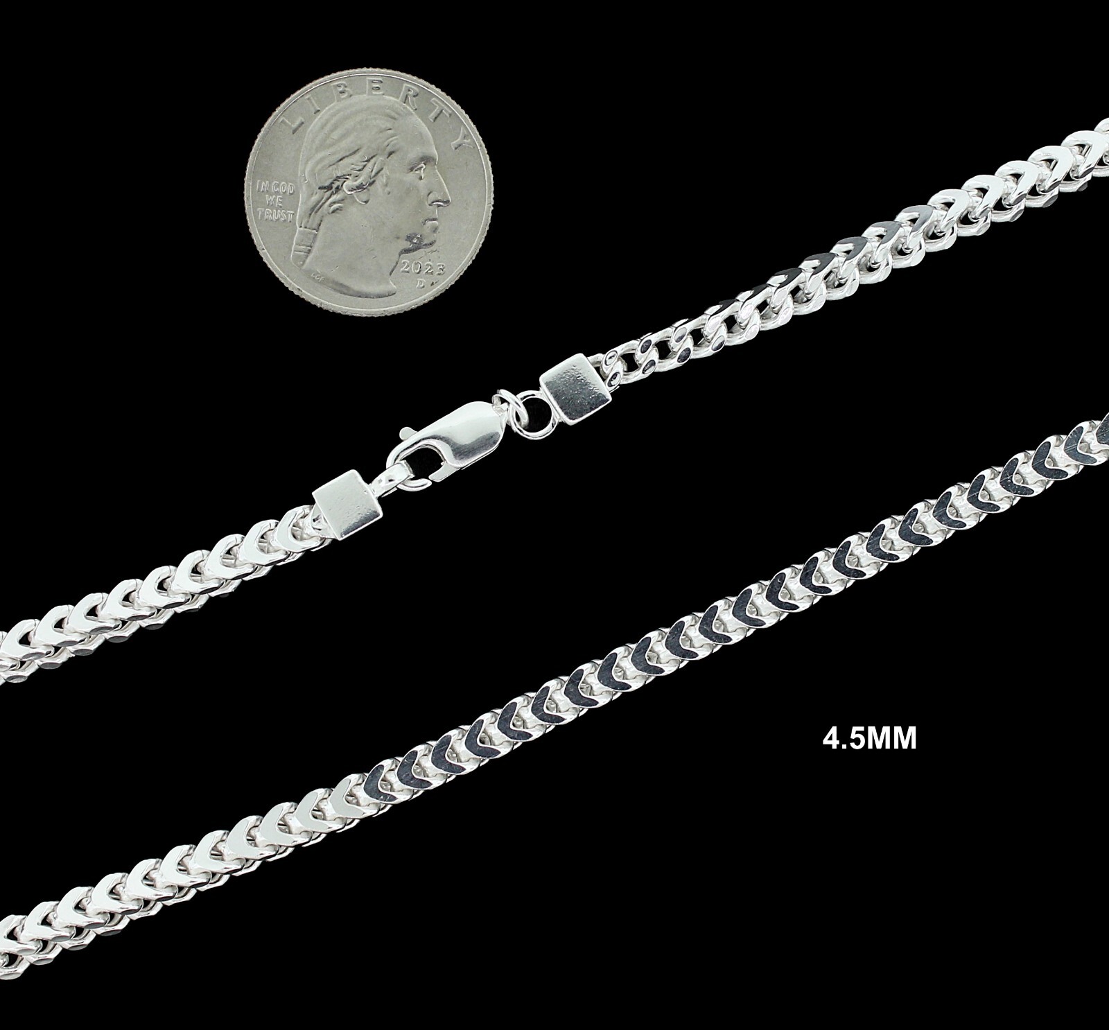 Mens Real 925 Solid Sterling Silver Franco Chain Necklace or Bracelet ITALY